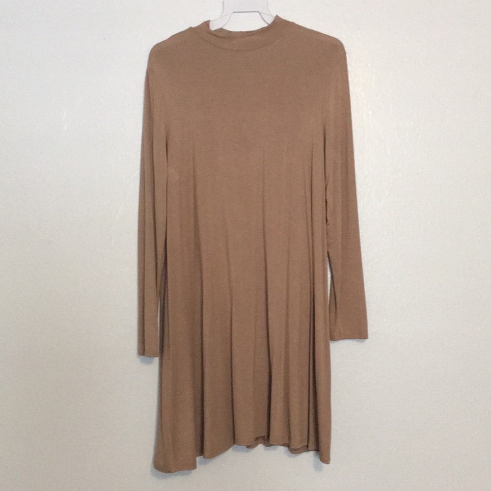 Neutral/beige long sleeve T-shirt dress